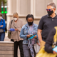 ARLINGTON, VIRGINIA, USA - SEPTEMBER 18, 2020: People line up during first day of early voting, 2020 presidential election.